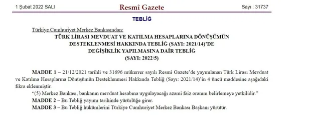 TL'ye dönüşüm hesaplarında flaş karar! Resmi Gazete'de yayımlandı: Faizi Merkez Bankası belirleyecek-5