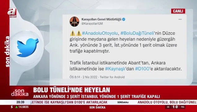Bolu Dağı Tüneli Düzce girişinde heyelan!