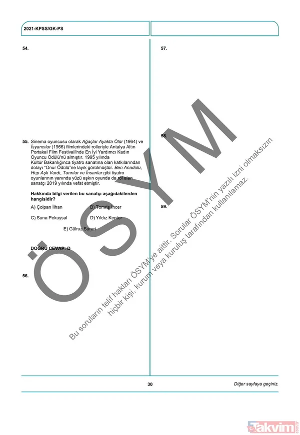 2021 KPSS soru kitapçığı ve cevap anahtarı | A Grubu ve Öğretmenlik (GY-GK- Eğitim Bilimleri) soruları - 37