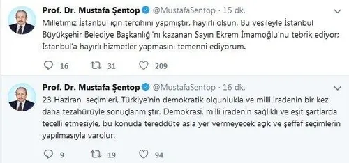 TBMM Başkanı Mustafa Şentop'tan Ekrem İmamoğlu'na tebrik telefonu-1