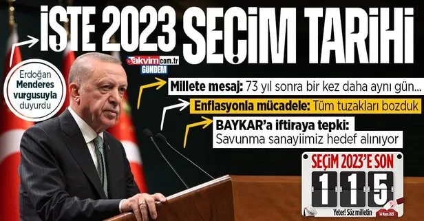 Başkan Erdoğan 2023 seçim tarihini duyurdu! Adnan Menderes’li 14 Mayıs mesajı