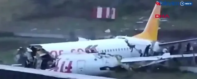 Son dakika: İstanbul Sabiha Gökçen Havalimanında uçak kazası! İlk görüntüler | Video