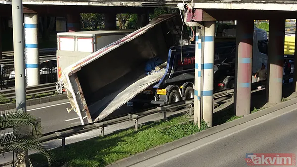 Trabzon'da tır köprüye sıkıştı - 1