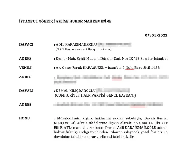 mesnetsiz-iddialarin-hesabi-sorulacak-istanbul-21-asliye-hukuk-mahkemesinden-chpli-kemal-kilicdarogluna-2-dava-1641837050997.jpg Mesnetsiz iddiaların hesabı sorulacak! Bakan Adil Karaismailoğlu’ndan CHP'li Kemal Kılıçdaroğlu’na 2 dava-2