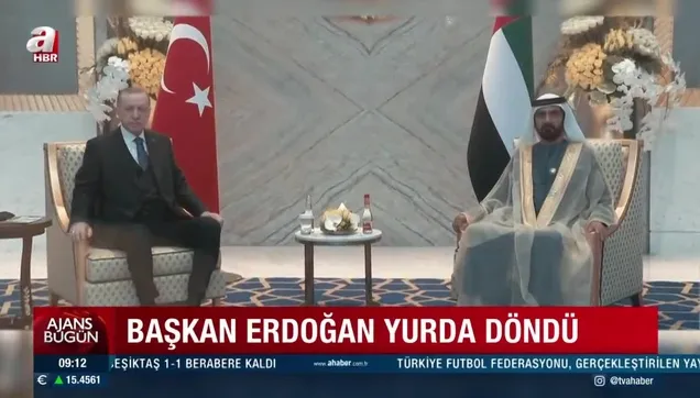 Başkan Recep Tayyip Erdoğan Birleşik Arap Emirlikleri'nden yurda döndü
