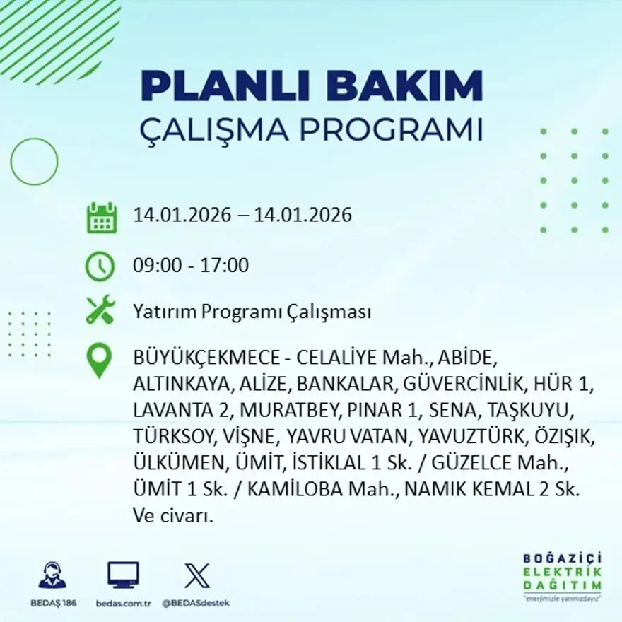 12 ilçe 8 saat elektriksiz! BEDAŞ duyurdu: İşte 14 Ocak kesinti listesi - 25