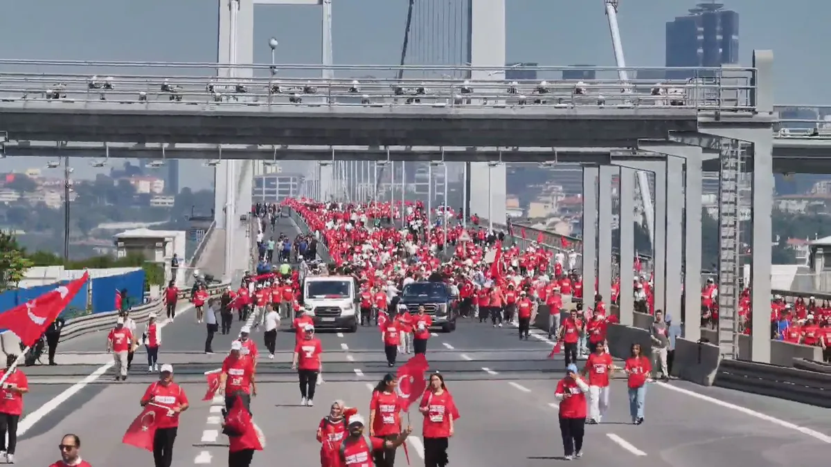 15 Temmuz Demokrasi ve Milli Birlik Günü yürüyüşü havadan görüntülendi