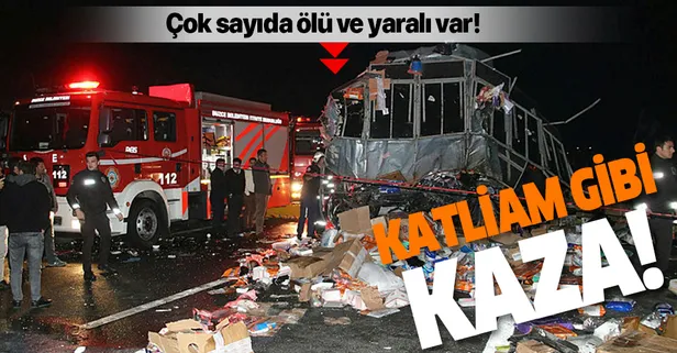 Düzce'de katliam gibi kaza! 2 ölü, 35 yaralı!