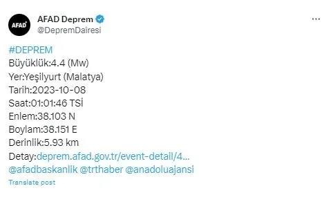 Son dakika: AFAD duyurdu I Malatya'da korkutan deprem!-2