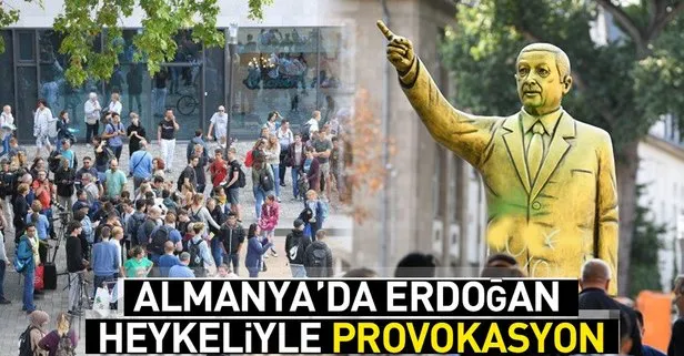 Almanya’da Erdoğan heykeliyle provokasyon!