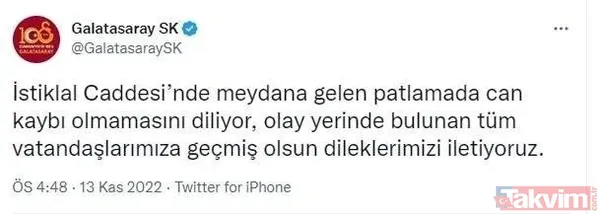 İstiklal Caddesi'nde hain terör saldırısı sonrası Türkiye tek yürek! Spor camiasından geçmiş olsun mesajları... - 4