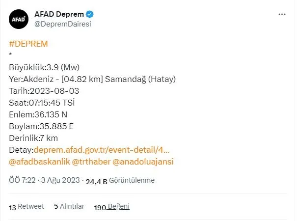 Son dakika: Malatya Pütürge'de 4.3 büyüklüğünde deprem! Hatay ve Datça da sallandı | AFAD - Kandilli son depremler listesi-5