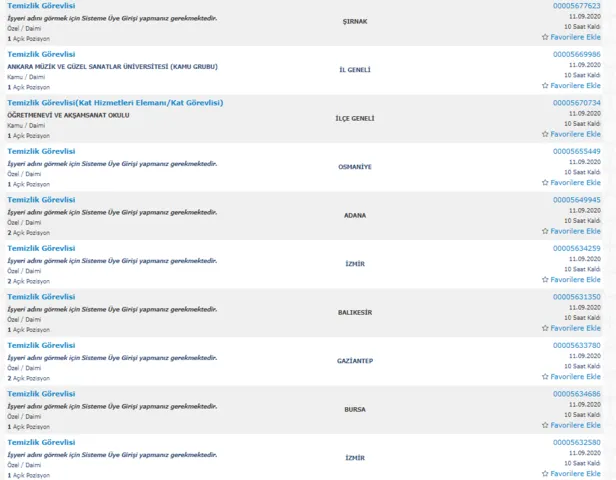 11 Eylül İŞKUR güncel başvuru iş ilanları... KPSS şartsız ve sınavsız temizlik ve güvenlik görevlisi alımı...-4