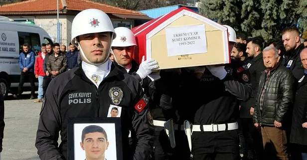 Muğla'da tarlaya devrilen otomobilde şehit olan komiser Ekrem Uyar'ın naaşı Aydın'a uğurlandı