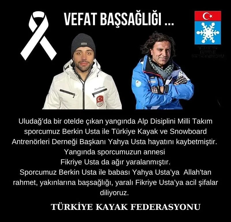 Türkiye Kayak Federasyonu Yahya Usta ve Berkin Usta için taziye mesajı yayımladı. (DHA)