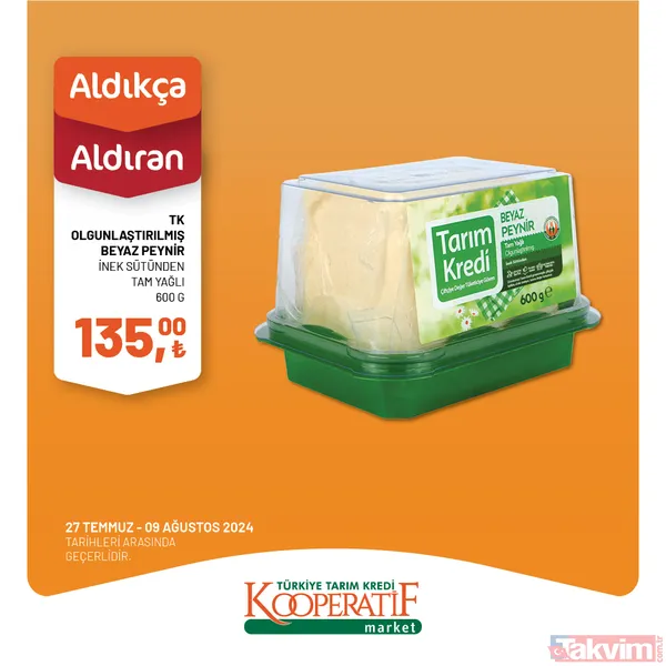 Tarım Kredi Market'te 60 üründe dev indirim! Katalogda yok yok! Taze Kaşar 249 TL, Siyah Zeytin 115 TL, Tuvalet Kağıdı 40'lı 209 TL... - 24