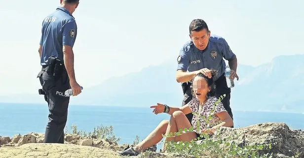 Antalya’da falezlere çıkan kadın polislere zor anlar yaşattı: Ne kadar karizmatikler