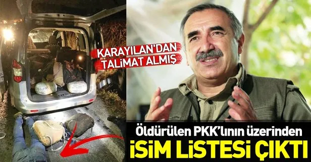 Öldürülen PKK’lının üzerinden Akdeniz, Ege ve Marmara bölgesine gönderilecek teröristlerin listesi çıktı