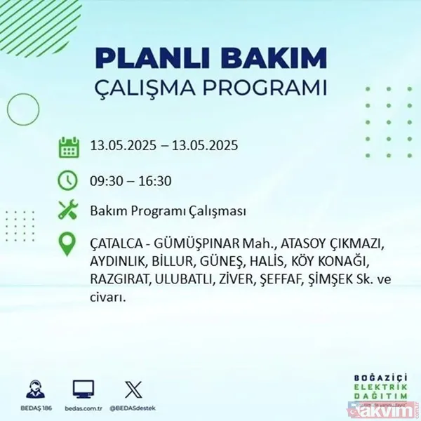BEDAŞ duyurdu: 13 Mayıs Salı İstanbul'un 24 ilçesinde elektrikler kesilecek - 33