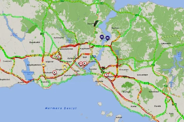 Son dakika: İstanbul'da yağış nedeniyle trafik yoğunluğu oluştu! İstanbul anlık yol durumu