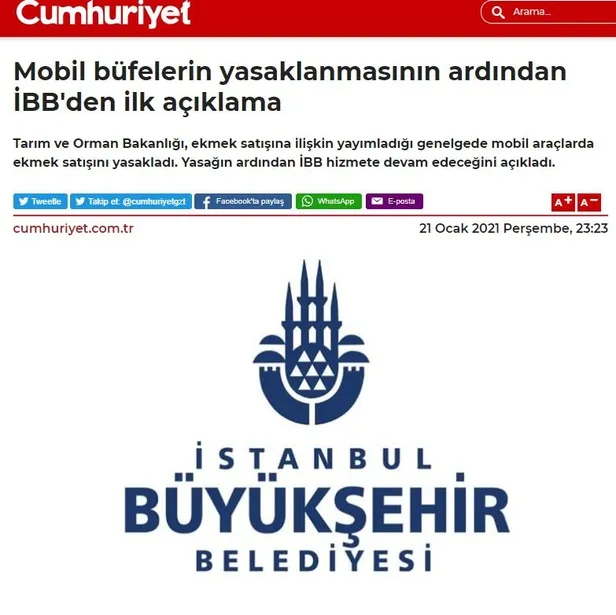 "Mobil araçlarda ve İBB'nin büfelerinde ekmek satışı yasaklandı" yalanına Bakanlıktan yanıt gecikmedi-2