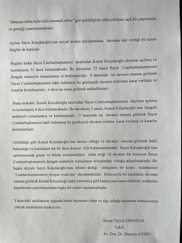 CHP lideri Kemal Kılıçdaroğlu'nun tazminat davaları üzerinden giriştiği algı operasyonuna Başkan Erdoğan'ın avukatından yanıt-4