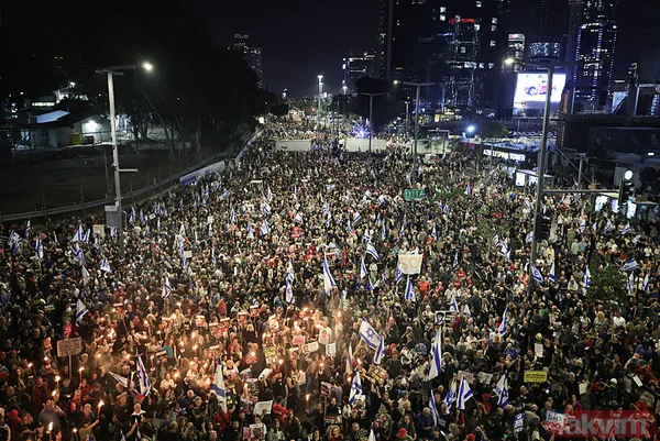İsrail sokakları karıştı | Tel Aviv sokaklara döküldü! Katil Netanyahu'ya tepki yağdı: İstifa et - 48