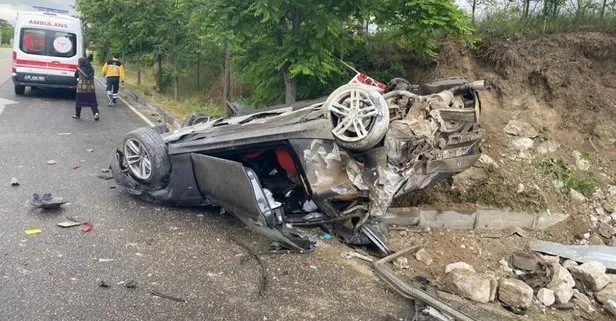 Kaza yapan araçtan çıkanlar şoke etti
