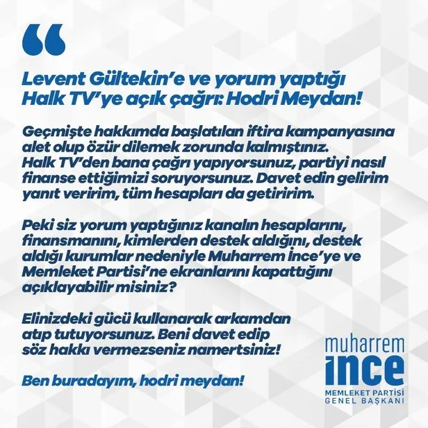 Levent Gültekin'in "Partinin parası nereden geliyor?" diye sorduğu Muharrem İnce'den fondaş Halk TV'ye "hodri meydan"-3