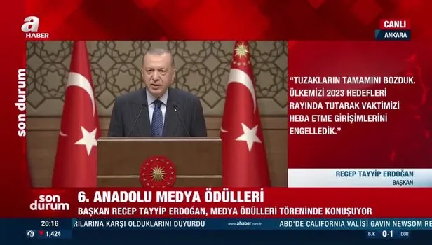 Başkan Erdoğan, Medya Ödülleri töreninde konuştu!