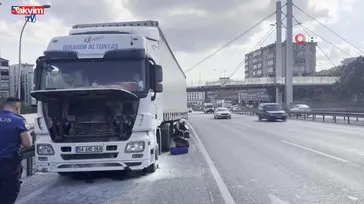 Gebze’de seyir halindeki tır alev aldı