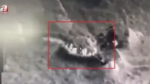 Ermeni askerlerin Azerbaycan’a ait kamikaze drone’dan kaçış anı kamerada