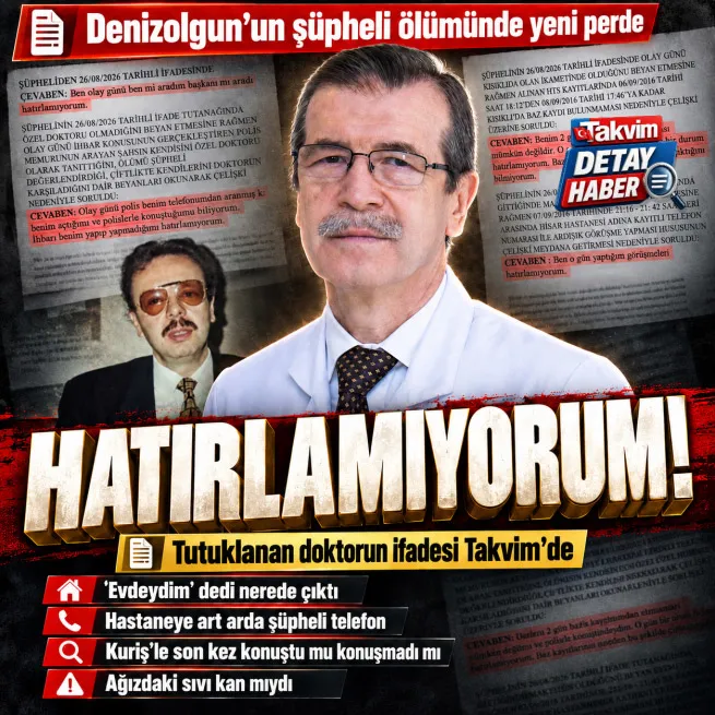 Denizolgun’un şüpheli ölümünde tutuklanan doktor Demirkol’un ifadesi çıktı... Hiçbirini hatırlayamadı!