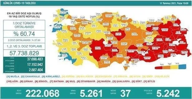 Son dakika: Sağlık Bakanlığı 25 Temmuz 2021 koronavirüs vaka, vefat ve aşı tablosunu paylaştı-13