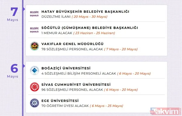 🖥️ Milli Eğitim Bakanlığı: 5 Bilişim Personeli Alımı 📅 Başvuru Bitiş Tarihi: 30 Mayıs 📊 Tüik: 12 Uzman Yardımcısı Alımı 📅 Son Başvuru Tarihi: 15 Mayıs 🧑💻...