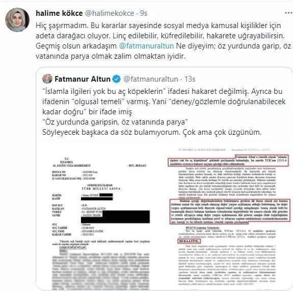 İstanbul 16. Asliye Ceza Mahkemesi tarafından hukukun canına okuyan karar! Fatmanur Altun'a edilen hakareti akladılar-12