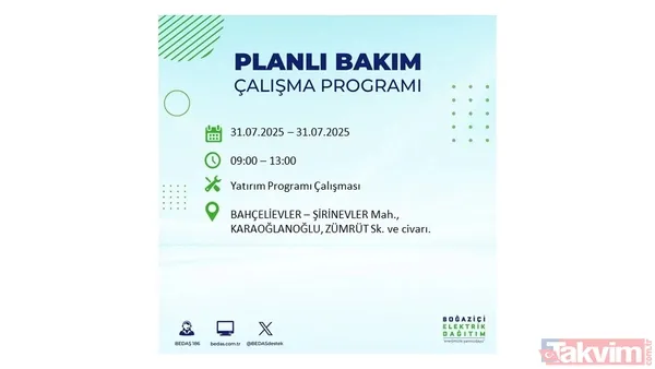 İstanbul'da bugün elektrik kesilecek mi? 31 Temmuz Perşembe elektrik kesintisi yaşanacak ilçeler hangileri? - 38