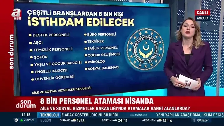 Aile Bakanlığı'na 8 Bin personel alımı!