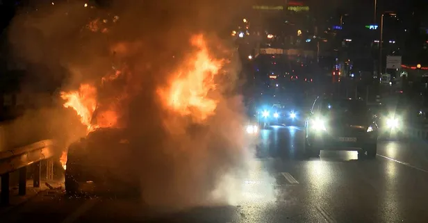 D-100 karayolunda korku dolu anlar! Seyir halindeki araba bir anda alev aldı!