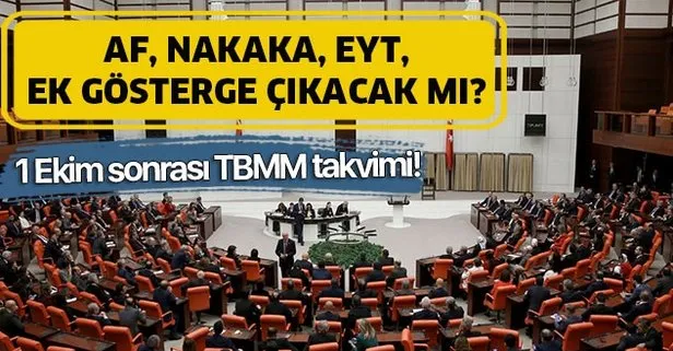 1 Ekim TBMM takvimi Af, Nafaka, EYT, Taşeron ve 3600 ek gösterge kıdem tazminatı çıkacak mı, en son durum?