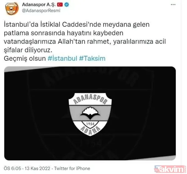 İstiklal Caddesi'nde hain terör saldırısı sonrası Türkiye tek yürek! Spor camiasından geçmiş olsun mesajları... - 30