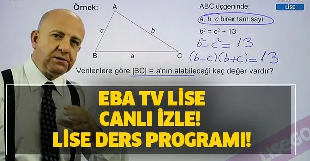 EBA lise canlı izle! 9. 10. 11. 12 sınıf EBA TV lise ders programı! EBA TV lise kanalı...