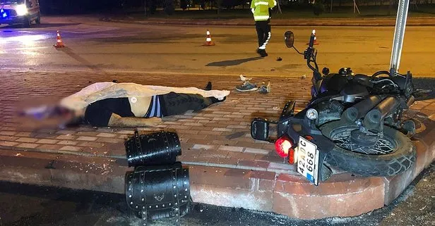 Konya’da feci kaza! Metrelerce sürüklenen motosiklet sürücüsü hayatını kaybetti