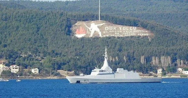 Rus savaş gemisi Çanakkale Boğazı’ndan geçti: Türk Sahil Güvenlik botu eşlik etti