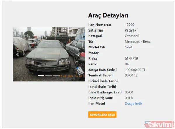 SGK'DAN 10 BİN TL'YE 2004 MODEL FİAT! 100 bin TL'ye Mercedes sahibi olun! SGK 2. el fiyatları şoke etti! Toyota, Fiat, Renault, Citroen... - 3