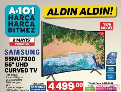 2 Mayıs A101 aktüel ürünler kataloğu: Samsung Curved TV sürprizi! Bu hafta A101’de hangi ürünler var?