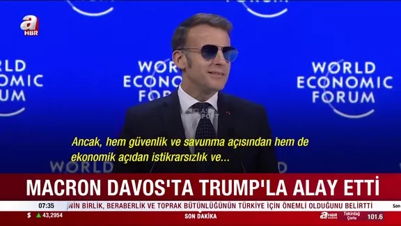 Macron Davos'ta Trump'la alay etti
