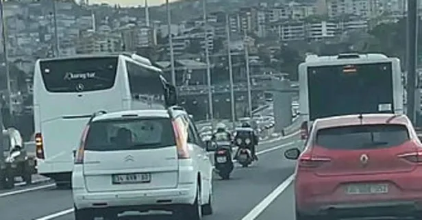 Son dakika: İstanbul'da araçlar fırtınada zor anlar yaşayan motosikletlilere kalkan oldular