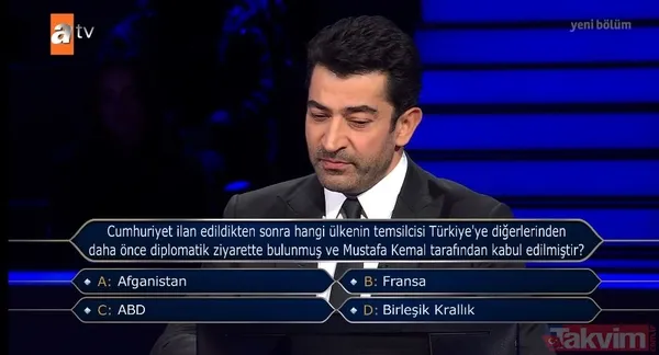 Kenan İmirzalıoğlu Kim Milyoner Olmak İster'de sordu: Dikkat çeken Cumhuriyet ve Atatürk sorusu - 2