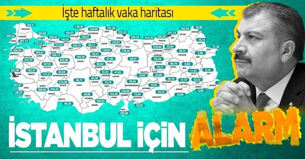 Son dakika: Bakan Koca haftalık vaka haritasını paylaştı! İşte il il İnsidans haritası! İstanbul için alarm